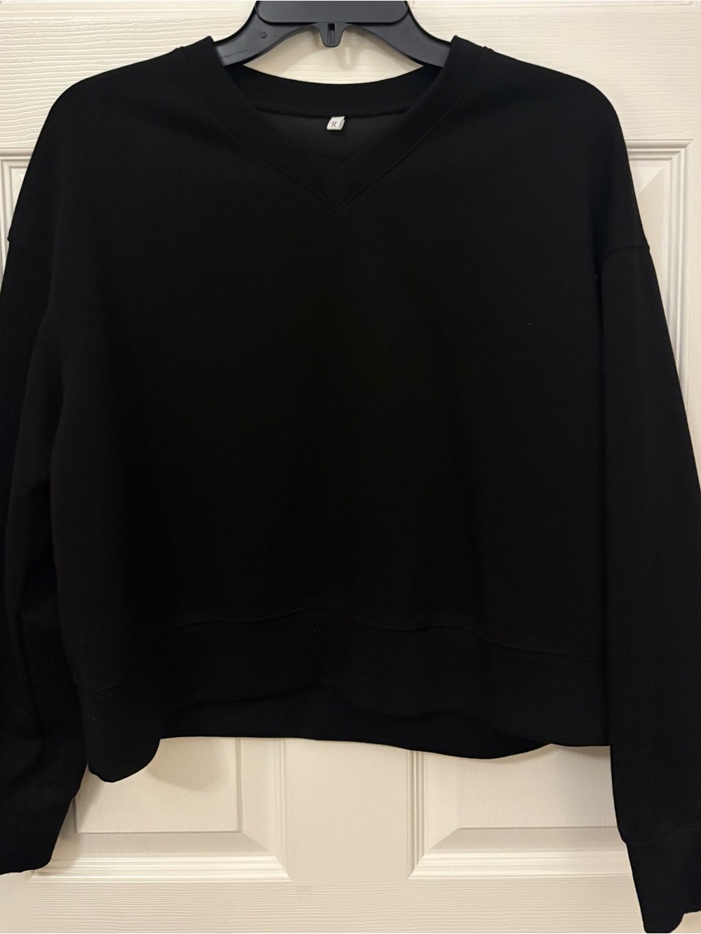 Classic Black V-Neck Cropped Sweatshirt